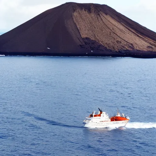 Prompt: a ship sailing on lava