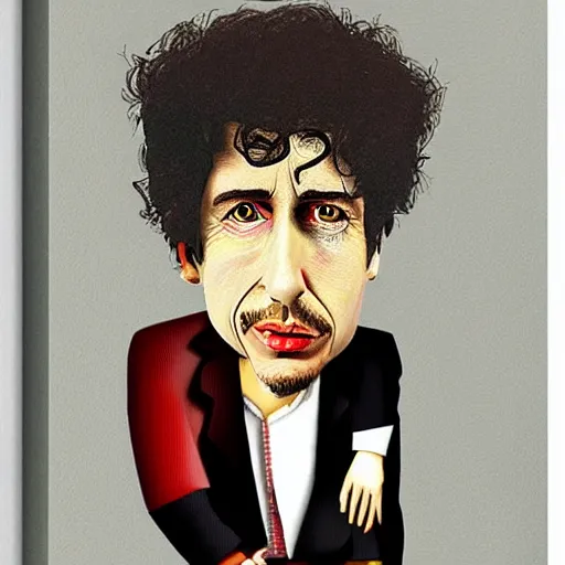 Prompt: exaggerated caricature portrait of bob dylan art by el lissitzky