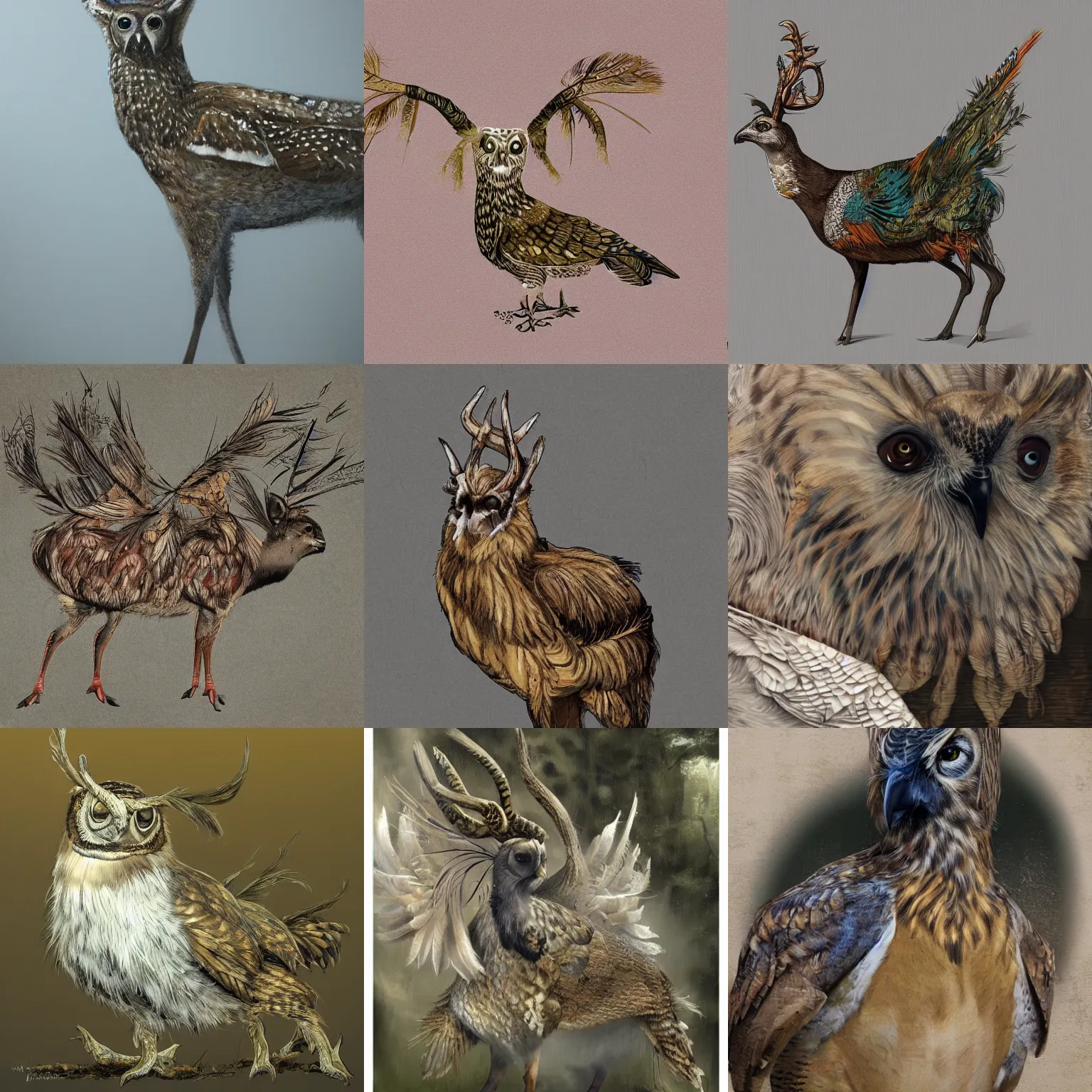 Image similar to a feathered deer with bird feathers, national geographic, owl feathers, trending on artstation, highly detailed, full body