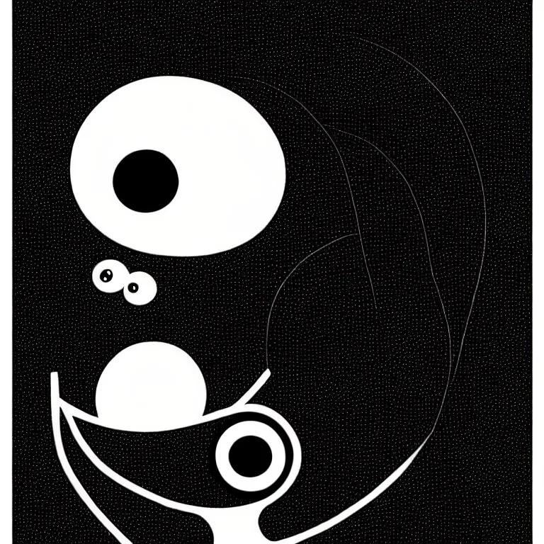 Prompt: stylized pepe the frog illustration, eye, sound wave, perception, sensory information, tatsuro kiuchi, victo ngai, kilian eng, hiroshi nagai, minimalist, vector art, popular on behance, [ [ award winning ] ], black and white