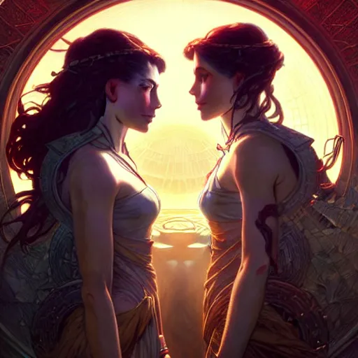 Image similar to travelers from the multiverse, ultra realistic, concept art, intricate details, eerie, highly detailed, photorealistic, octane render, 8 k, unreal engine. art by artgerm and greg rutkowski and charlie bowater and magali villeneuve and alphonse mucha