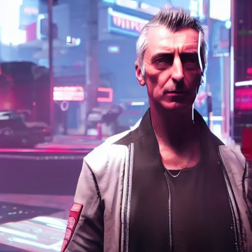 Prompt: paul weller in cyberpunk 2077 , realistic face , studio lighting , high detail , 8k , sharp