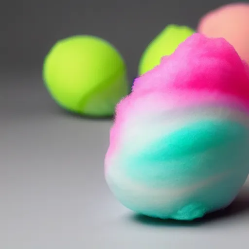 Prompt: cotton Candy shaped like a grenade!!!, centered, product shot, airy, iridescent lighting, gradient background