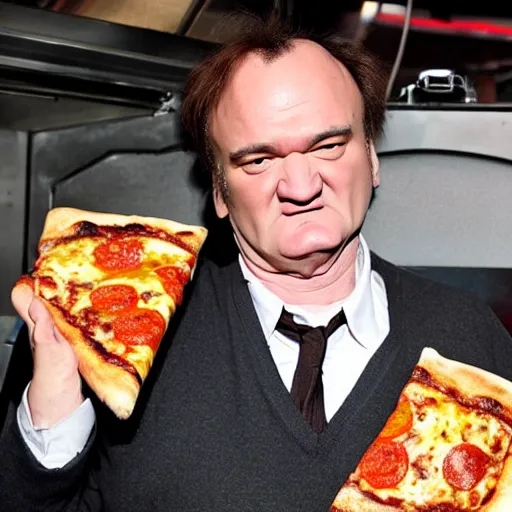 Image similar to quentin tarantino trapped inside a pizza oven