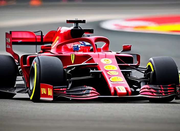 Image similar to live action photo of the 2 0 2 1 f 1 scuderia ferrari, 8 k, sports photography