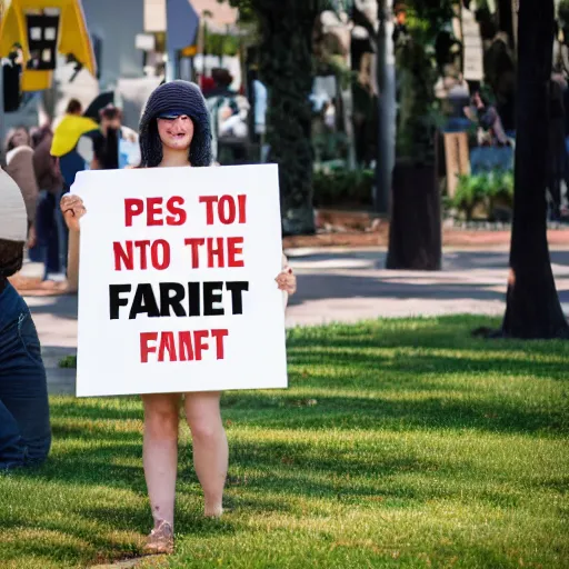 Prompt: person holding a sign that says i farted