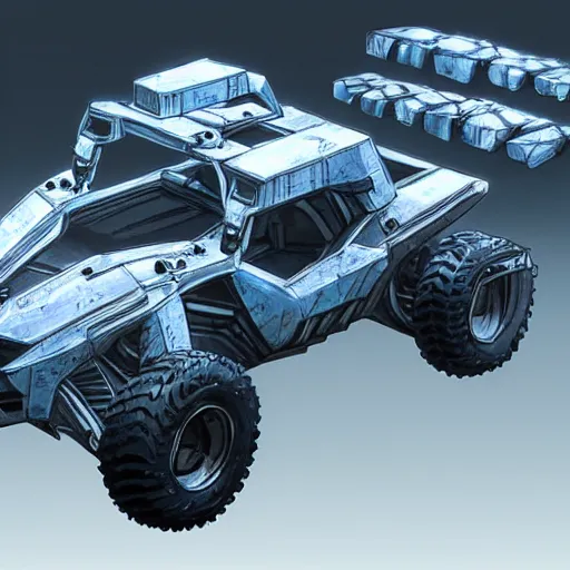 Image similar to concept art blueprint halo new atv vehicles