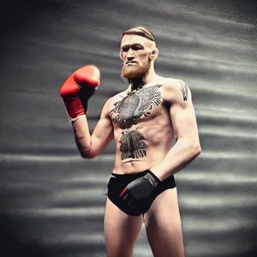 Prompt: “a realistic detailed photo of a guy who is an attractive humanoid who is half robot and half humanoid, who is a male android, boxer Conor McGregor, shiny skin, posing like a statue, blank stare”
