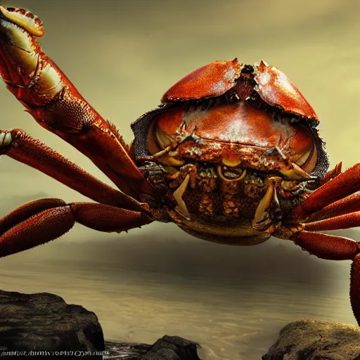 Prompt: A portrait of a giant crab wizard, 4k, fantasy, D&D, traditional art, highly detailed, full body shot, shallow depth of field, bokeh, professional lighting
