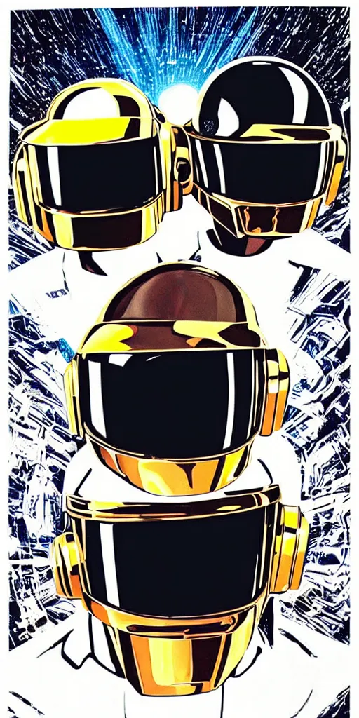 Image similar to Daft Punk above a spaceship