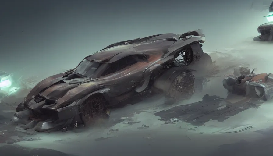 Image similar to a beautiful concept design of a supercar converted into offroad suv by cory loftis, fenghua zhong, ryohei hase, ismail inceoglu and ruan jia. volumetric light, detailed, octane render, horizon forbidden west