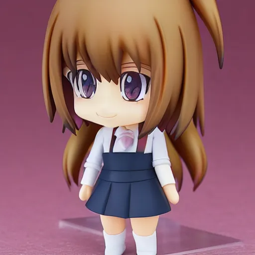 Image similar to character portrait of a singular kawaii chibi in the sytle of kyoto animation, in simple background, nendoroid eyes, blender, toon rendering