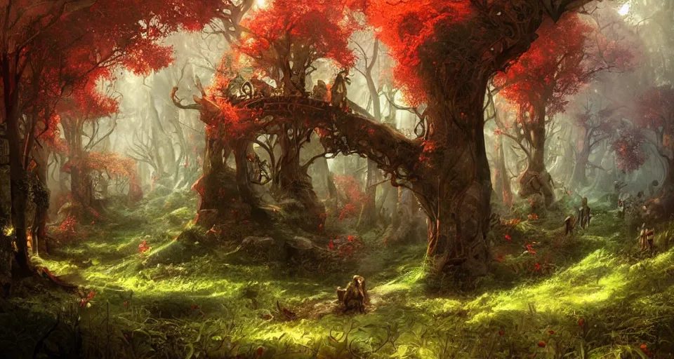 Prompt: Enchanted and magic forest, by Marc Simonetti