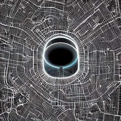 Prompt: city in a shape of an black hole ultra detailed