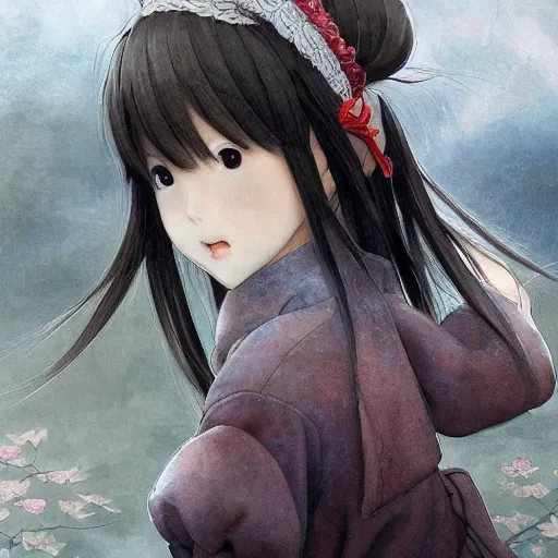 Image similar to dynamic composition, motion, ultra-detailed, incredibly detailed, a lot of details, amazing fine details and brush strokes, colorful and grayish palette, smooth, HD semirealistic anime CG concept art digital painting, watercolor oil painting of a Japanese schoolgirl, by a Chinese artist at ArtStation, by Huang Guangjian, Fenghua Zhong, Ruan Jia, Xin Jin and Wei Chang. Realistic artwork of a Chinese videogame, gradients, gentle an harmonic grayish colors.