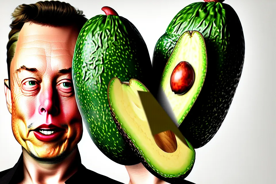 Prompt: bizarre elon musk as an avocado