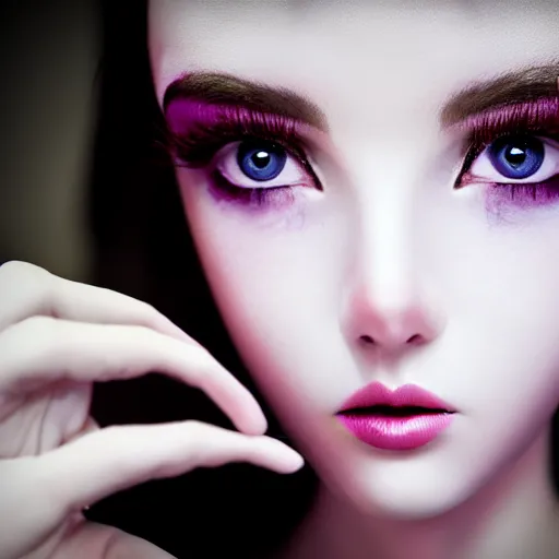 Prompt: prompt, gorgeous deamon, modelsociety, radiant skin, huge anime eyes, rtx on, perfect face, intricate, sony a 7 r iv, symmetric balance, polarizing filter, photolab, lightroom, 4 k, dolby vision, photography award