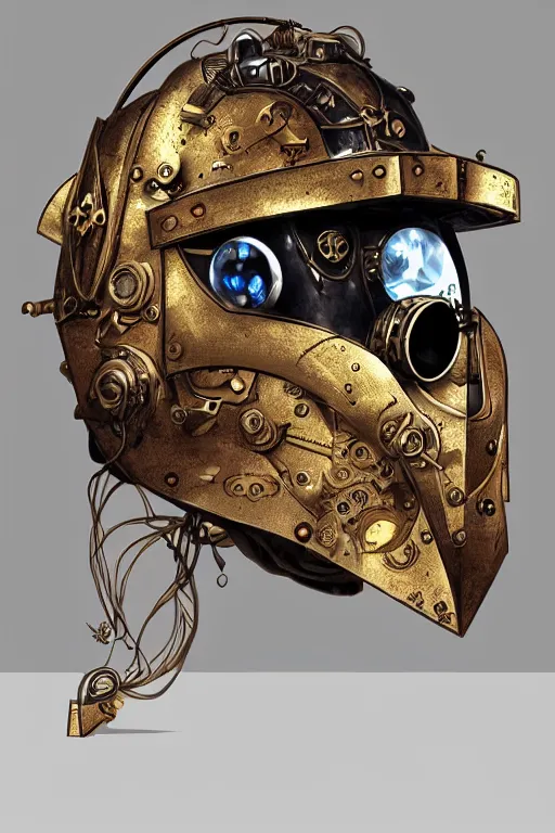 Image similar to steampunk helmet fantasy art mask robot ninja stylized digital illustration sharp focus, elegant intricate digital painting artstation concept art global illumination ray tracing advanced technology chaykin howard and campionpascale and cooke darwyn and davis jack