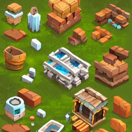 A Isometric Game Assets Spritesheet From Dofus Online, | Stable Diffusion