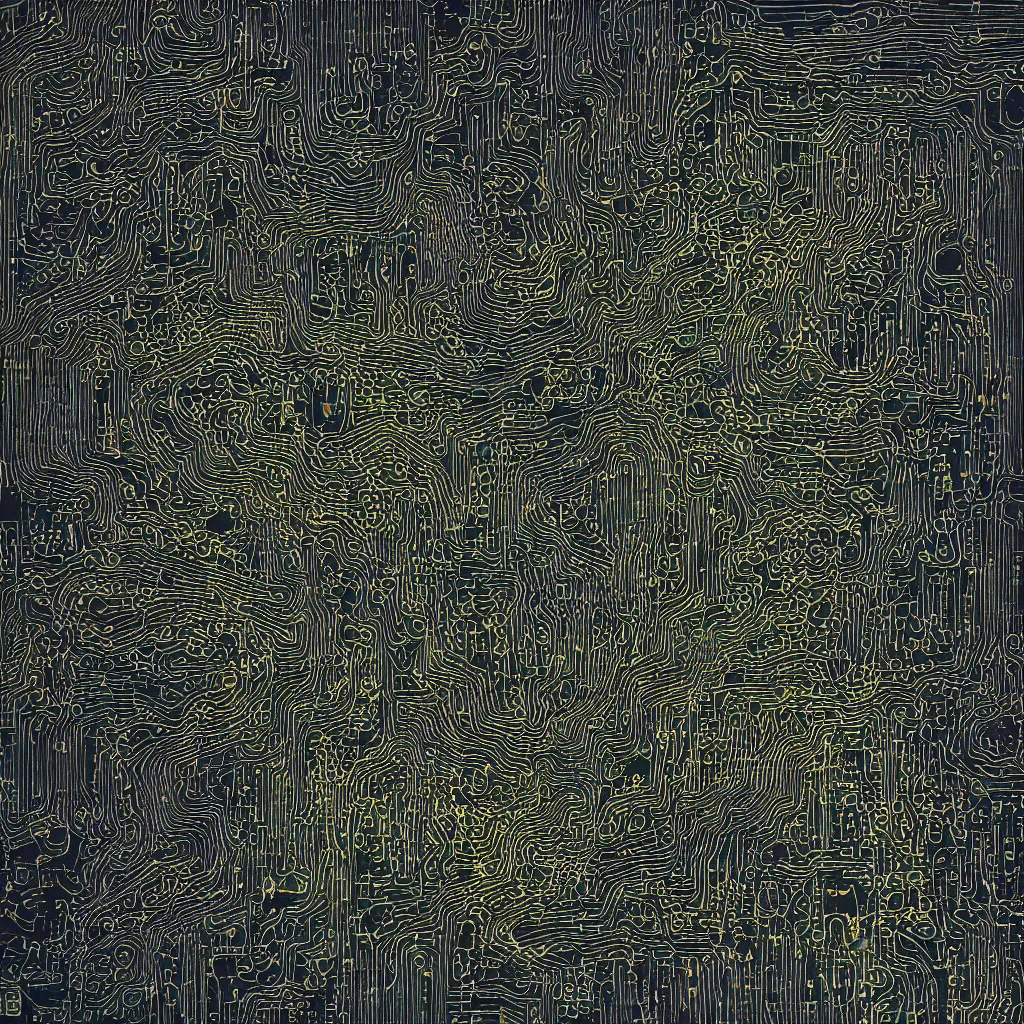 Image similar to toads, toad, ascii, mechanical artwork, technical, abstract, acrylic, oil, circuit board, clay, lines, vektroid, dots, drips, dimensions, tears, leaks, glitches, geometry, data, datamosh, motherboard, minimal, vinyl, code, cybernetic, painting, dark, eerie, cyber