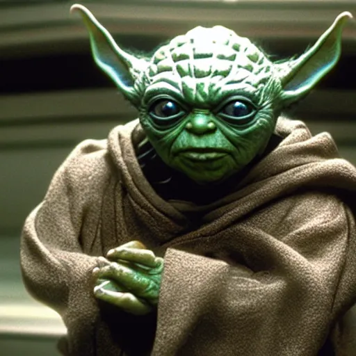 Image similar to film still of fractal yoda by giger in the new star wars movie 4 k