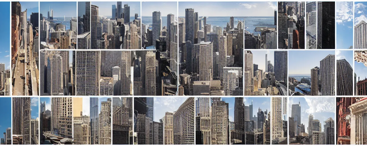 Prompt: photo collage, cityscape, chicago, pep ventosa, photoreal, high detail,