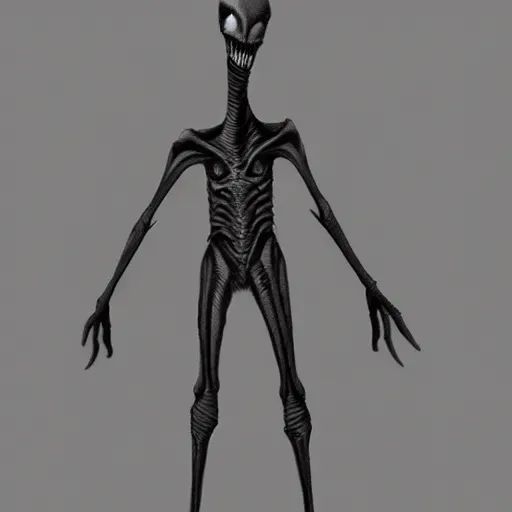 Image similar to alien grey, tall, very thin, terrifying, grimdark, photorealistic