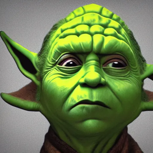 Image similar to drunk nicholas cage as yoda, detailed, cinematic photo