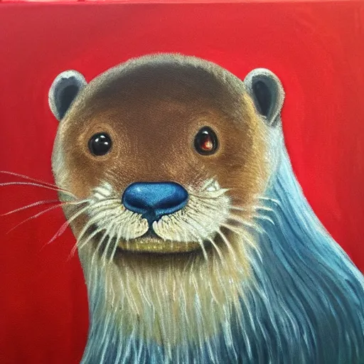 Image similar to oil painting of royal king otter dressed as a king