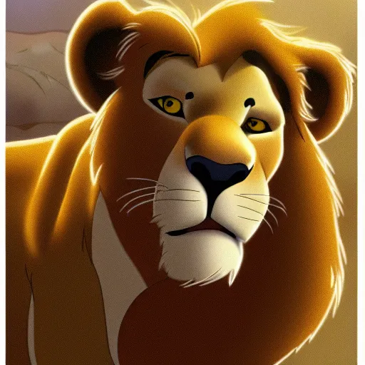 Image similar to Simba from The Lion King drinking water, professional drawing for animated movie.