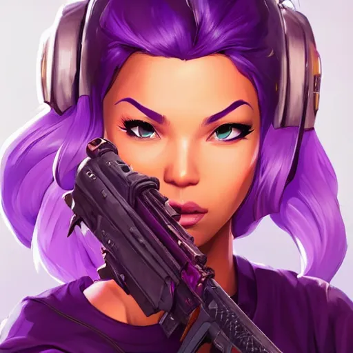 Image similar to beautiful female purple hair fantasy art apex fortnite Video game icon, 2d game art gta5 cover , official fanart behance hd artstation by Jesper Ejsing, by RHADS, Makoto Shinkai and Lois van baarle, ilya kuvshinov, rossdraws