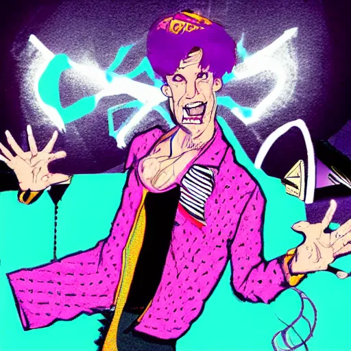 Prompt: Vecna breakdancing at an 80s themed party