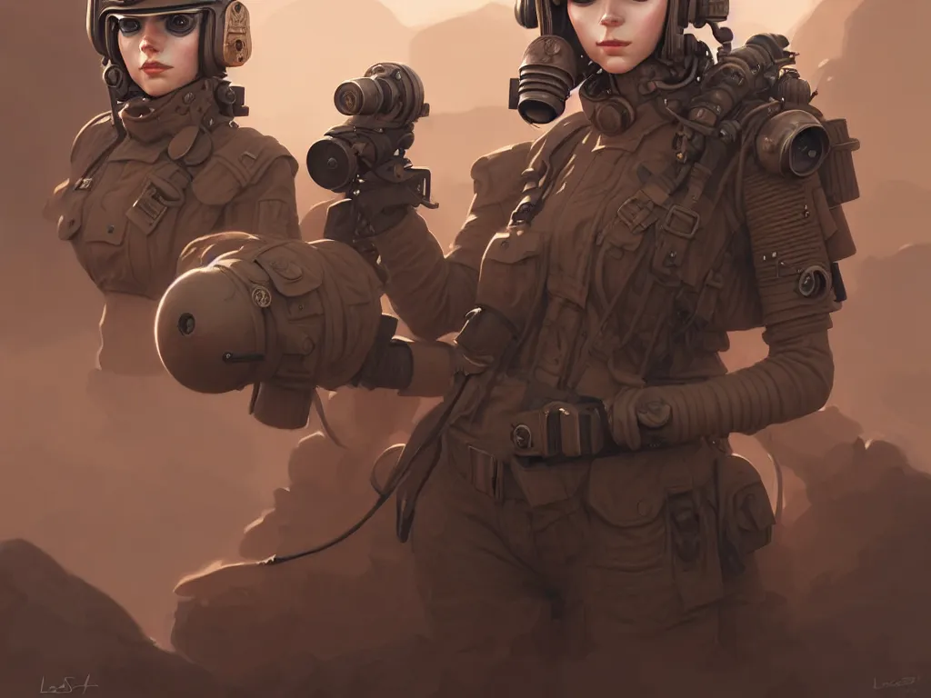 Image similar to portrait of dieselpunk blackpink lisa soldier girl, helmet, stormy sand desert, armored, highly detailed, digital painting, face detail, sharp focus, art, illustrations by loish and ayanamikodon and irakli nadar and rossdraws and wlop