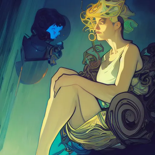 Prompt: Meteos, ambient lighting, 4k, alphonse mucha, lois van baarle, ilya kuvshinov, rossdraws, artstation