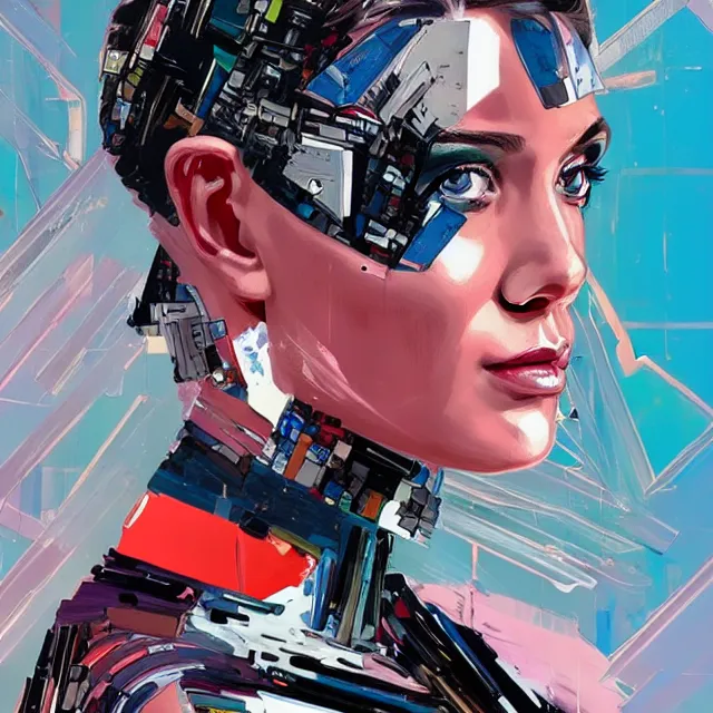 Image similar to portrait of a female android, by MARVEL comics and Sandra Chevrier, 8k