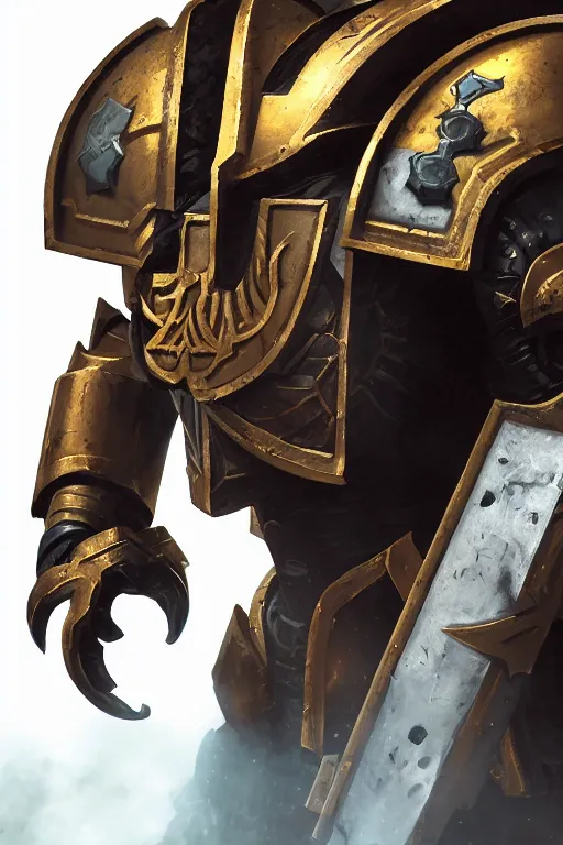 Image similar to armor portrait heros warhammer 4 0 k horus heresy fanart - the primarchs emperor by johannes helgeson animated with vfx concept artist & illustrator global illumination ray tracing hdr fanart arstation zbrush central hardmesh 8 k octane renderer comics stylized