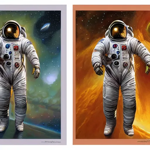 Image similar to Front and back character view of Astronaut by Donato Giancola