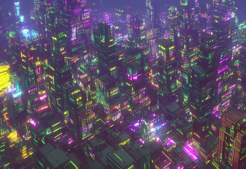 Prompt: voxel cyberpunk city, cinematic lighting, 4k