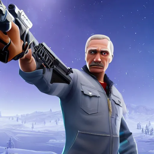 Image similar to vladimir putin as fortnite character, gameplay screenshot