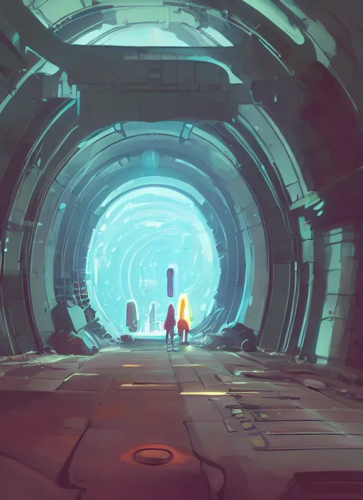 Image similar to underground futuristic tunnel, nuclear powered, detailed, futuristic, cory loftis, james gilleard, atey ghailan, makoto shinkai, goro fujita, studio ghibli, rim light, exquisite lighting, clear focus, very coherent, plain background