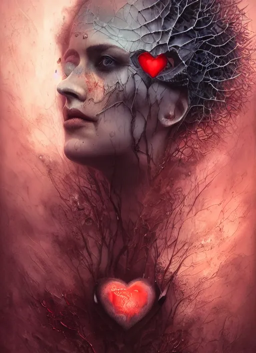 Image similar to the knave of hearts, highly detailed, cinematic, 8 k, by megan duncanson, benjamin lacombe, adrian borda, stanley artgermm, tom bagshaw, craig mullins, carne griffiths, ayami kojima, beksinski, giger, trending on deviantart, hyper detailed, horror, full of colour