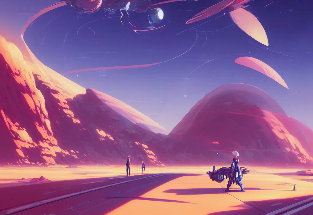 Image similar to futuristic road signs on an arid planet, intricate oil painting, high detail illustration, sharp high detail, manga and anime 1 9 9 9, official fanart behance hd artstation by jesper ejsing and makoto shinkai, 4 k,