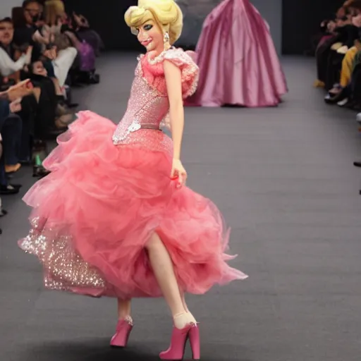 Image similar to princess peach as runway model