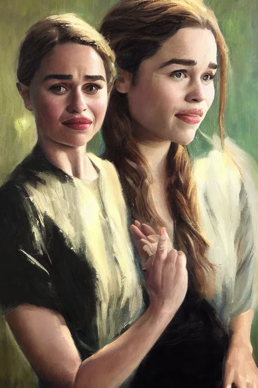 Image similar to beautiful oil painting with Emilia Clarke