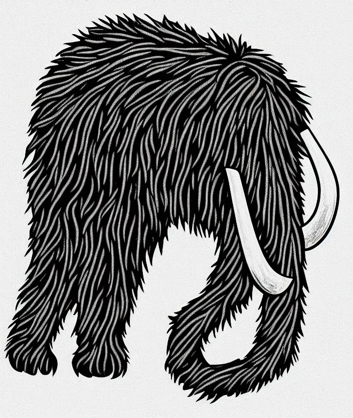 Prompt: stylized wooly mammoth sports logo!!! sketch!!!, black and white