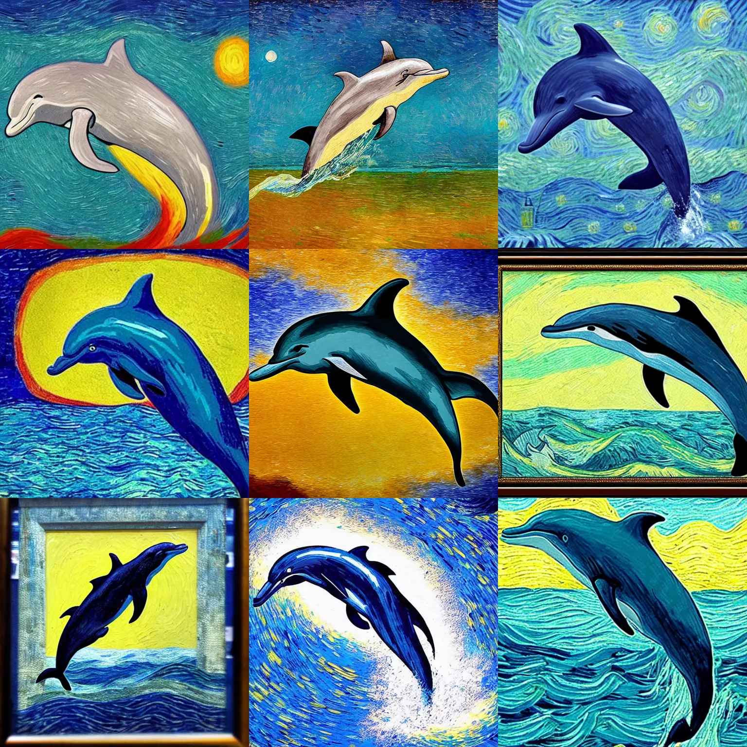 Prompt: a dolphin in the style of van gogh, award winning photography