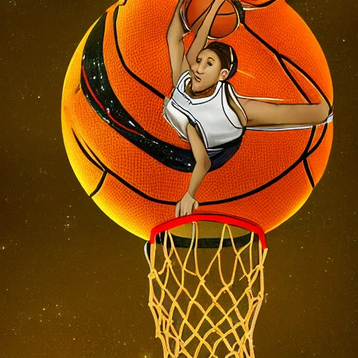 Prompt: detailed detailed detailed detailed digital art of Doja Cat Doja Cat Doja Cat Doja Cat Doja Cat dunking basketball in outer space by Leonardo Da Vinci Leonardo Da Vinci Leonardo Da Vinci masterpiece masterpiece masterpiece trending on artstation trending on art station-n 9
