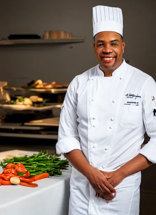 Prompt: portrait photo still of real life chef jerome mcelroy, 8 k, 8 5 mm, f. 1 4