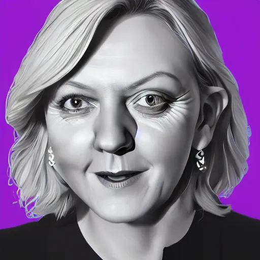 Prompt: A portrait of Liz Truss as a reptilian, snake eyes, slit pupils, scales, Liz Truss, human-animal hybrid, hyperrealistic, photorealistic, trending on artstation, f 1.8