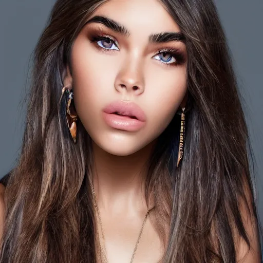 Image similar to 4k,ultra detailed portrait of Madison Beer by Rachel Ruysch